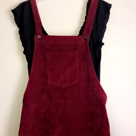 corduroy overall dress burgundy